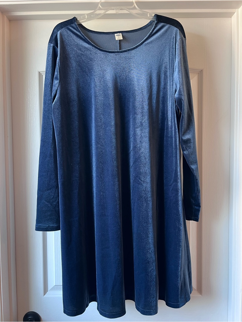 Old Navy Blue Velvet Long-Sleeve Swing Dress XL
